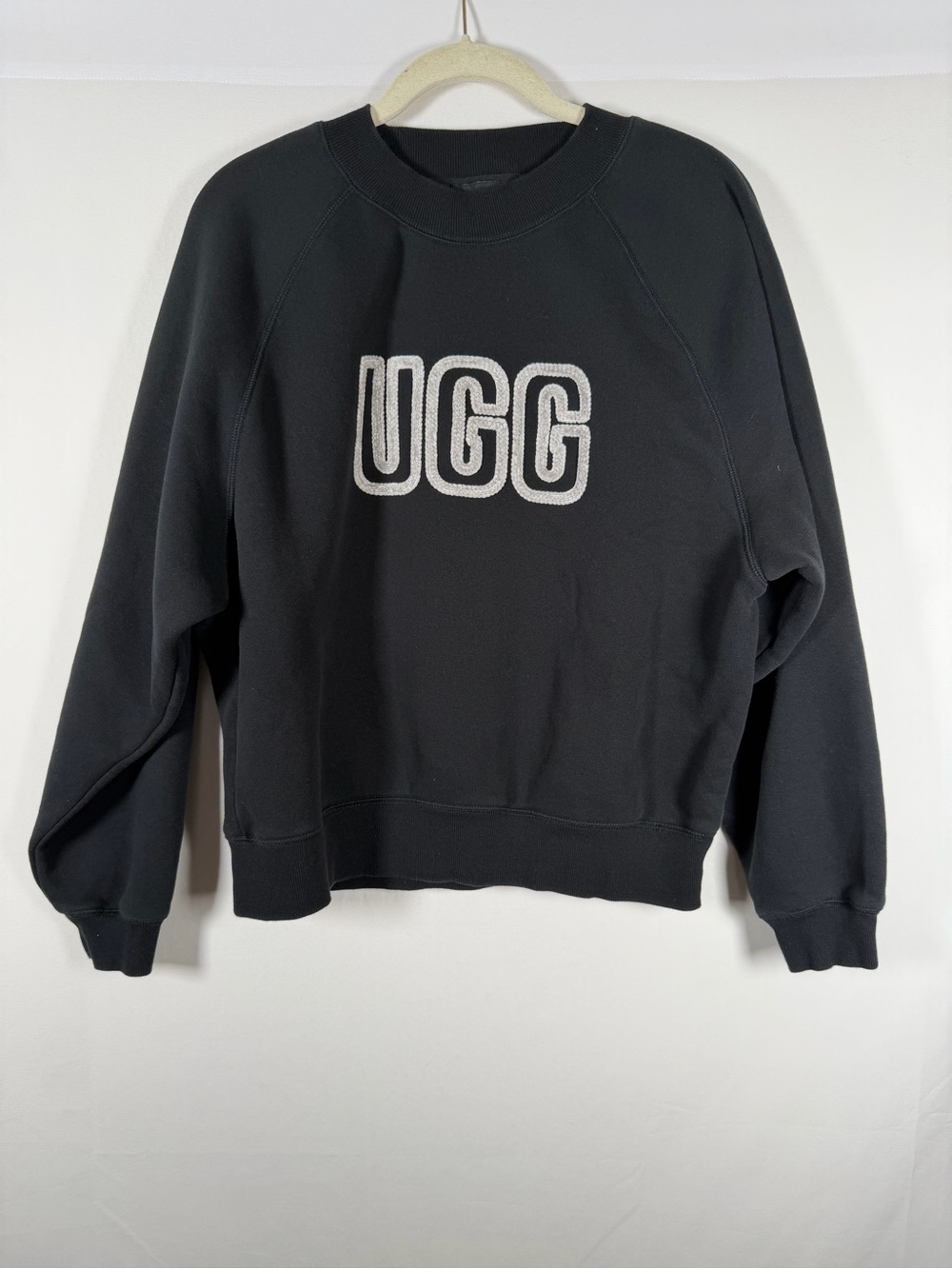 UGG Black Logo Crewneck Sweatshirt with Puff Print Logo, Luxury, Cozy